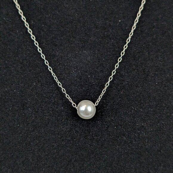 V. Dainty Sterling Silver Chain Pendant Necklace - Picture 3 of 6